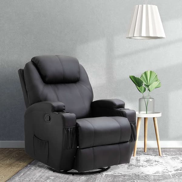 Elektrisk massagestol, 165° vipbar, 5 massagetilstande, fodstøtte, fjernbetjening, tv-stol, imiteret læder, sort, 84x92x109cm
