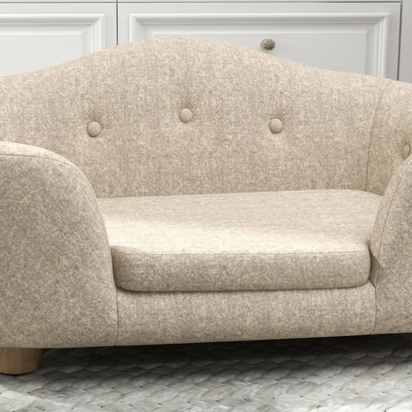 Hundesofa baglomme plysbetræk med pude, katteseng, velegnet til små hunde, fyrretræ, 70 x 47 x 30 cm, cremehvid