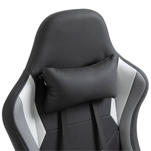 Gamingstol, höjdjusterbar inklusive nackstöd, justerbar svankkudde med fotstöd, ergonomisk, upp till 120 kg, svart