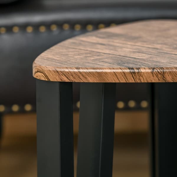 Sett med 3 salongbord, sidebord, stablebord, salongbord, hekkebord, MDF, natur + svart