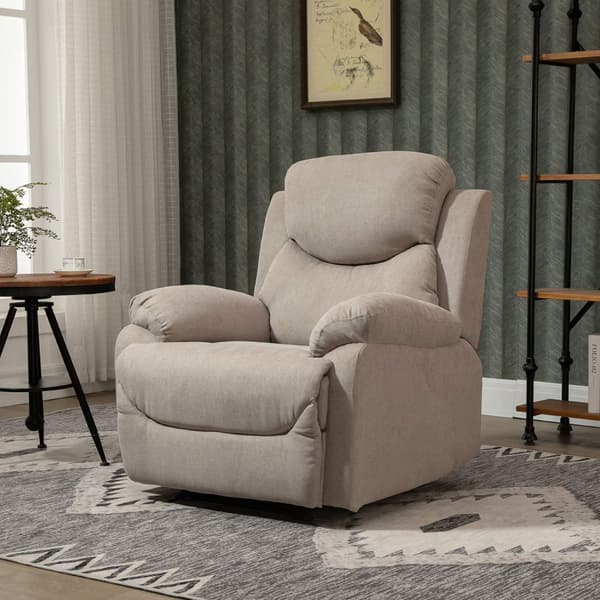 Avslapningsstol enkel sofaseng med 150° helning, TV-stol i linlook, beige, 97x96x105,5cm