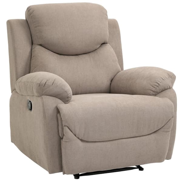 Avslapningsstol enkel sofaseng med 150° helning, TV-stol i linlook, beige, 97x96x105,5cm