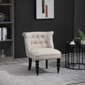 Pikkukuva 3 / 10: Lepotuoli, vintage lepotuoli, lepotuoli, pehmustettu tuoli, ruokasalin tuoli, pellavapäällinen, puurunko, beige + musta, 67 x 67 x 78 cm