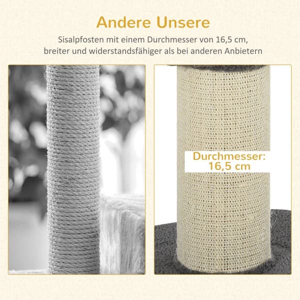 Klapstolpar för katter, lastkapacitet 30kg, skrapstolpe med plattform, stall, sisal, grå