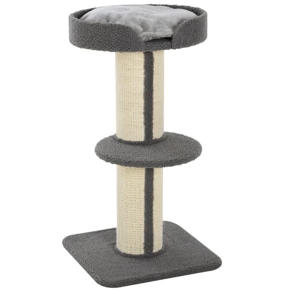 Klapstolpar för katter, lastkapacitet 30kg, skrapstolpe med plattform, stall, sisal, grå