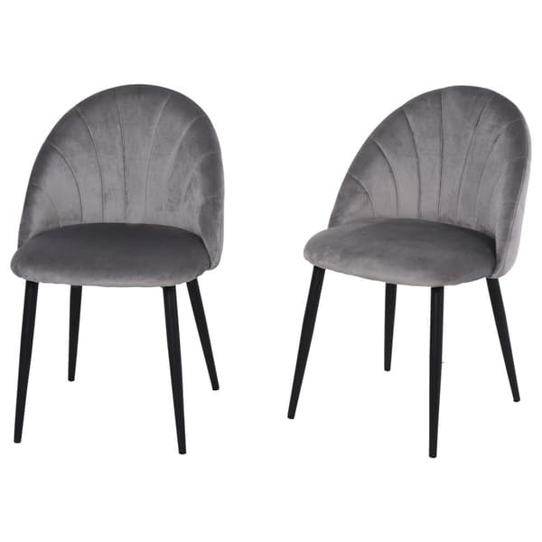Spisestuestoler sett med 2 kjøkkenstoler Skandi design stuestol trukket stol kontorstol fløyel metallgrå 52x54x79cm