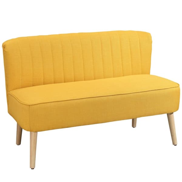 2-seters stoffsofa trukket sofa sittegruppe lounge sofa treskum gul 117 x 56,5 x 77 cm