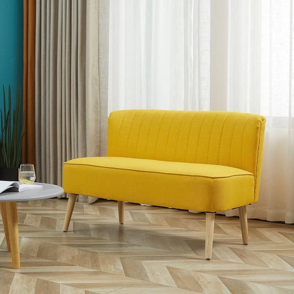 2-seters stoffsofa trukket sofa sittegruppe lounge sofa treskum gul 117 x 56,5 x 77 cm