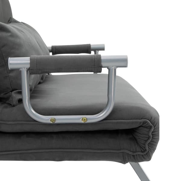 2-personers sovesofa med armlæn 65x69x80cm 3-i-1 sovesofa, gæsteseng, foldemadras, imiteret ruskind, grå