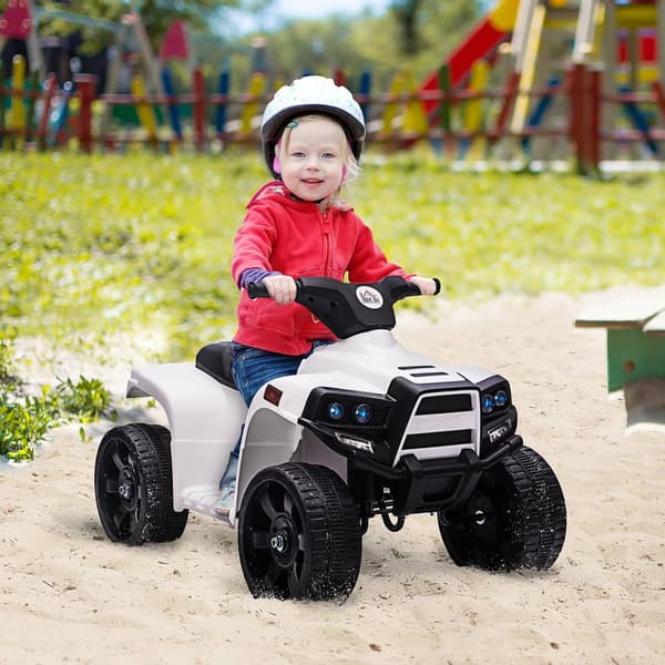 Mini Elektrisk Quad Elektrisk ATV Barnvagn Elmotorcykel med 2 strålkastare Elektrisk Quad Strandbil Form PP Stål Svart+Vit