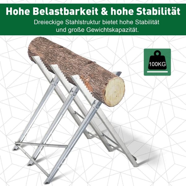 Chainsawhorse såghäst hopfällbar sågram för ved silver metall 83 x 83 x 79 cm