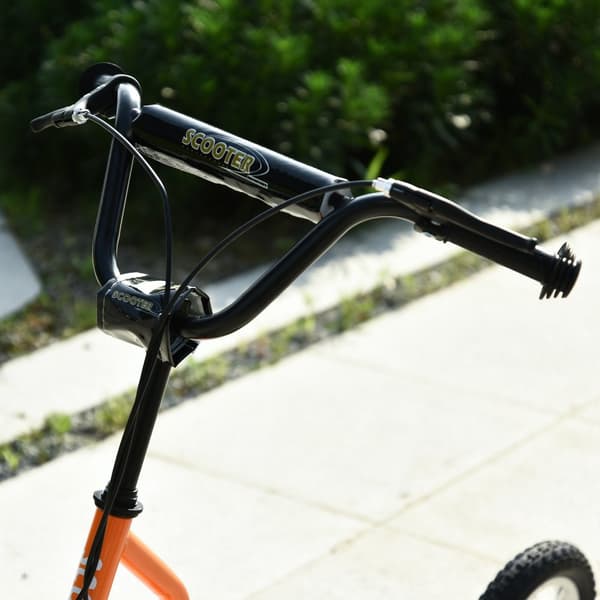 Børnescooter fra 5 år, cityscooter med pneumatiske dæk 16/12 tommer, orange, 135 x 58 x 88-94 cm