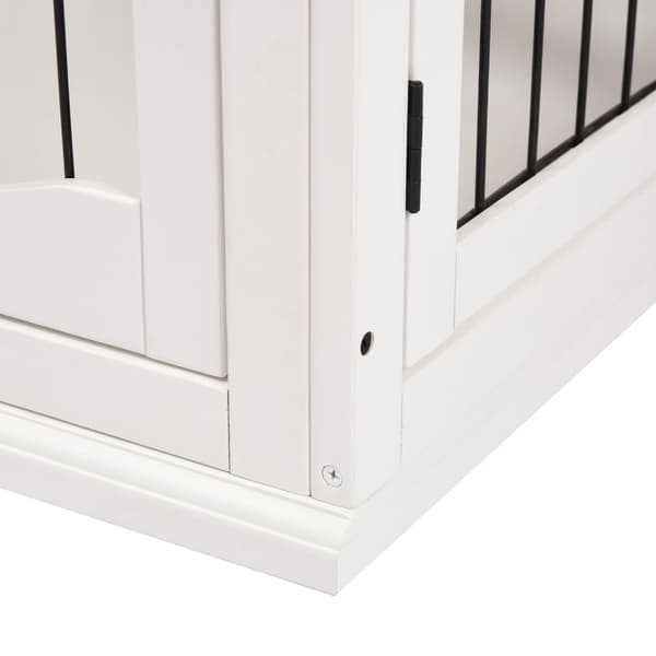 Koirakennel koirakodin kuljetuslaatikko pieneläinhäkki sisäkäyttöön koiranlaatikko eläinhäkki lemmikki MDF metalli valkoinen 81 x 58,5 x 66 cm