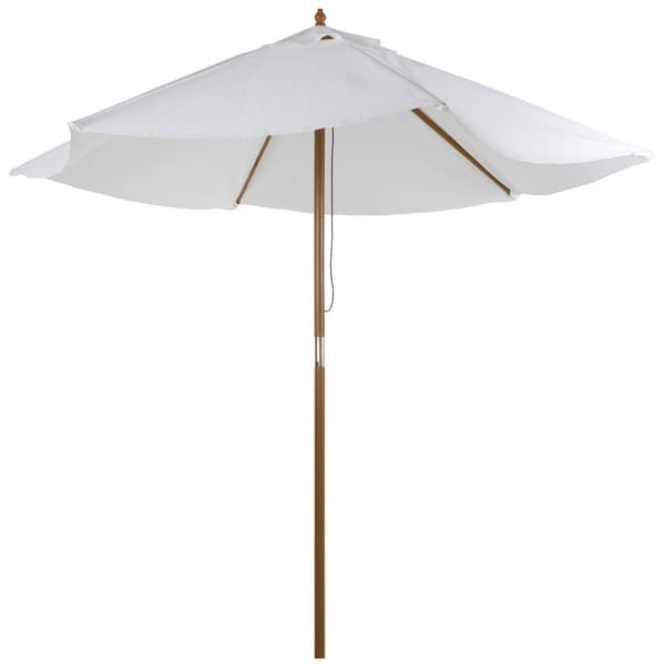 Parasol, haveparaply, 3-lags, solafskærmning, bambus 180/㎡ polyester, hvid, Ø2,5 x 2,3 m