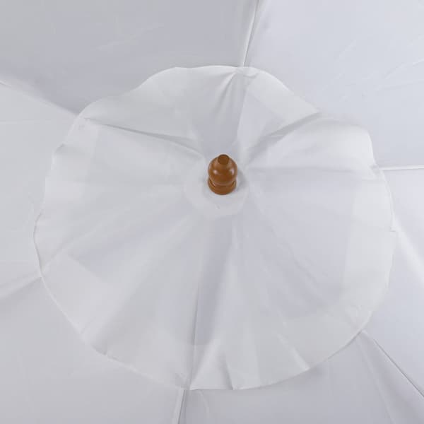 Parasol, haveparaply, 3-lags, solafskærmning, bambus 180/㎡ polyester, hvid, Ø2,5 x 2,3 m