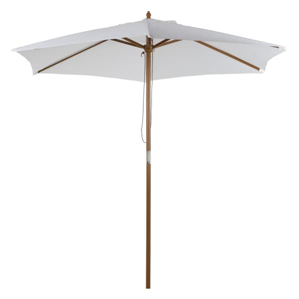 Parasol, haveparaply, 3-lags, solafskærmning, bambus 180/㎡ polyester, hvid, Ø2,5 x 2,3 m