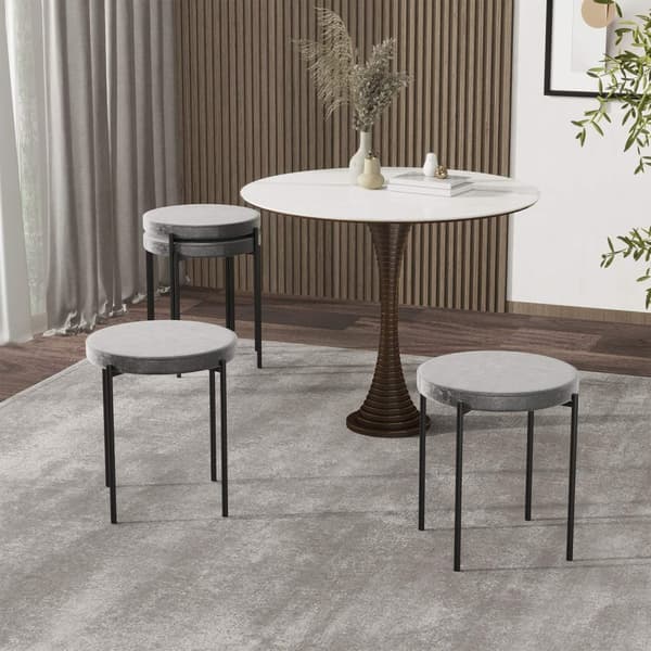 Sett med 4 spisestoler benkekrakker med polstret sete runde stoler barkrakker fløyelsberøring polyester stålgrå 41,5 x 41,5 x 46 cm