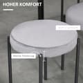 Miniatyrbilde 6 av 10: Sett med 4 spisestoler benkekrakker med polstret sete runde stoler barkrakker fløyelsberøring polyester stålgrå 41,5 x 41,5 x 46 cm