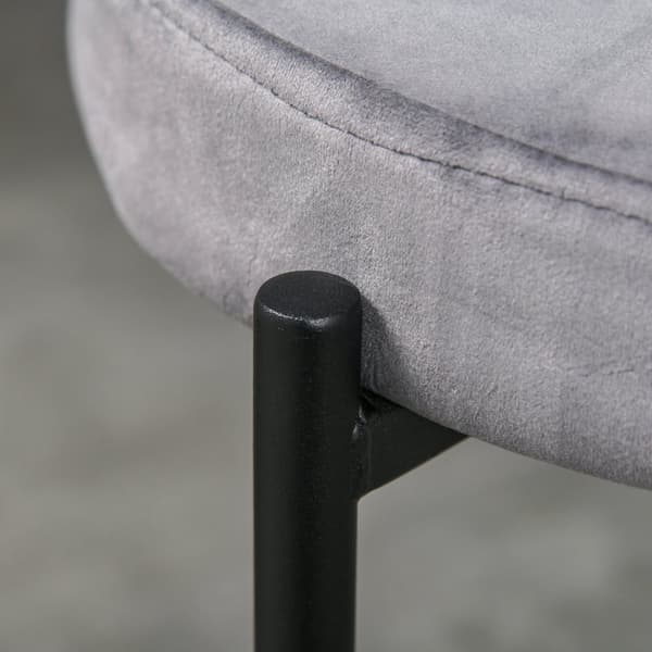 Sett med 4 spisestoler benkekrakker med polstret sete runde stoler barkrakker fløyelsberøring polyester stålgrå 41,5 x 41,5 x 46 cm
