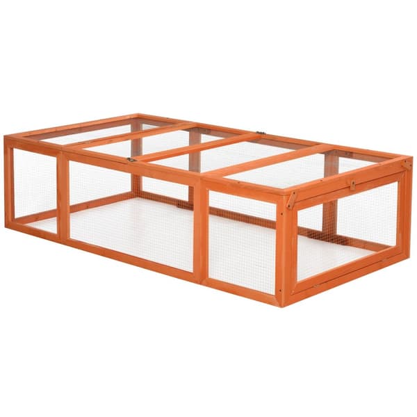 Smådyrstall smådyrbur 180 x 90 x 48 cm med utendørs innhegning multifunksjonell granved oransje