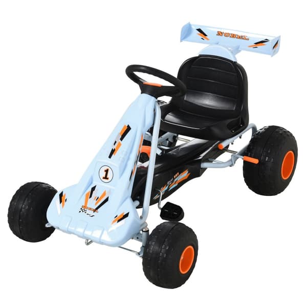 Poljin karting-poljinauto alkaen 3 vuotta säädettävällä istuimella, teräs, vaaleansininen, 97x66x59cm