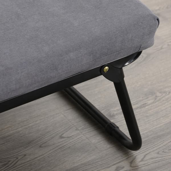 Gjesteseng sammenleggbar 2-i-1 krakk justerbar polyester stålskum grå 192x68x37cm