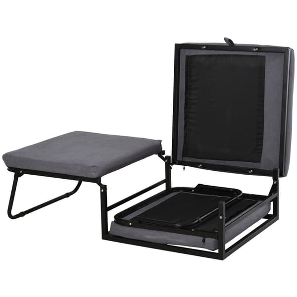 Gjesteseng sammenleggbar 2-i-1 krakk justerbar polyester stålskum grå 192x68x37cm
