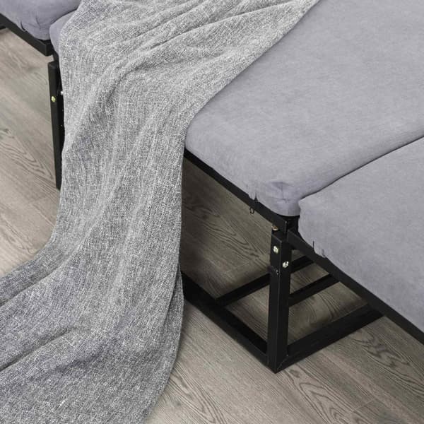 Gjesteseng sammenleggbar 2-i-1 krakk justerbar polyester stålskum grå 192x68x37cm