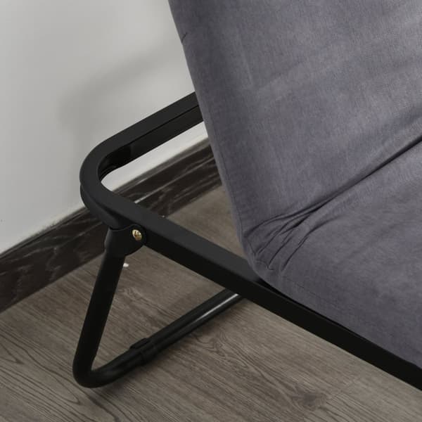 Gjesteseng sammenleggbar 2-i-1 krakk justerbar polyester stålskum grå 192x68x37cm