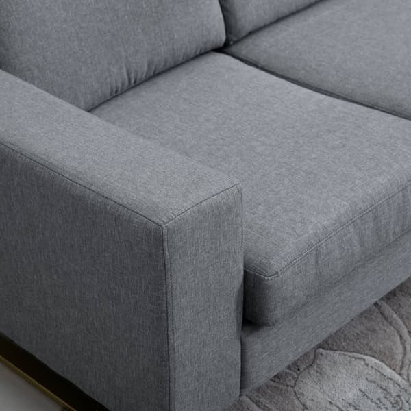 Polstret sofa 3-seters sofa stoff sofa sitteplasser TV lenestol pute armlen lin mørkegrå 200 x 82 x 78 cm