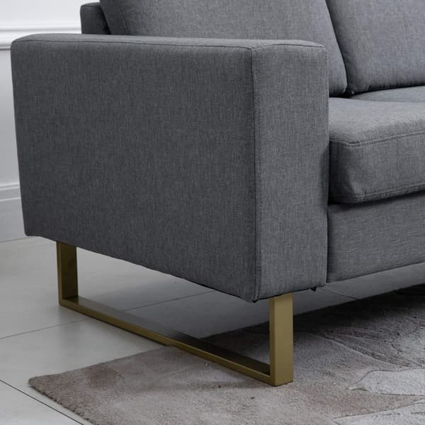 Polstret sofa 3-seters sofa stoff sofa sitteplasser TV lenestol pute armlen lin mørkegrå 200 x 82 x 78 cm