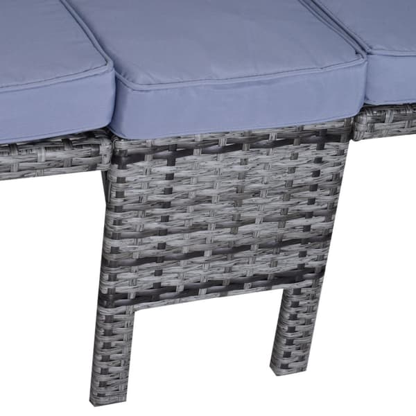 3 stk. Hagesofa hagemøbler salong hagesett sittegruppe rottemøbler grå polyrattan + metall 2-seters sofa 2 x krakkputer