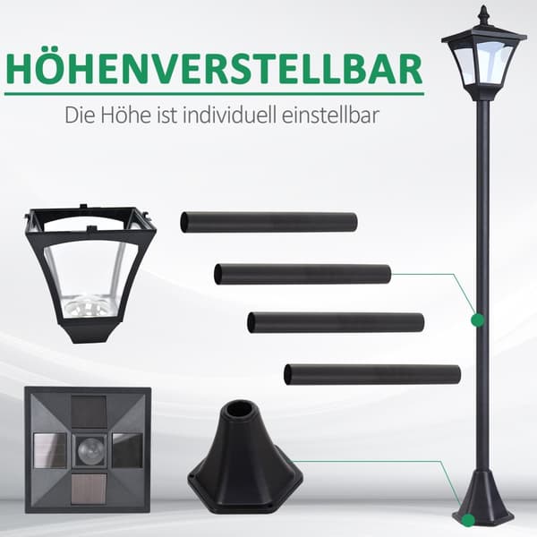 Solar lanterne hage lanterne bane lys med LED 10 lumen svart 15 x 15 x 120cm