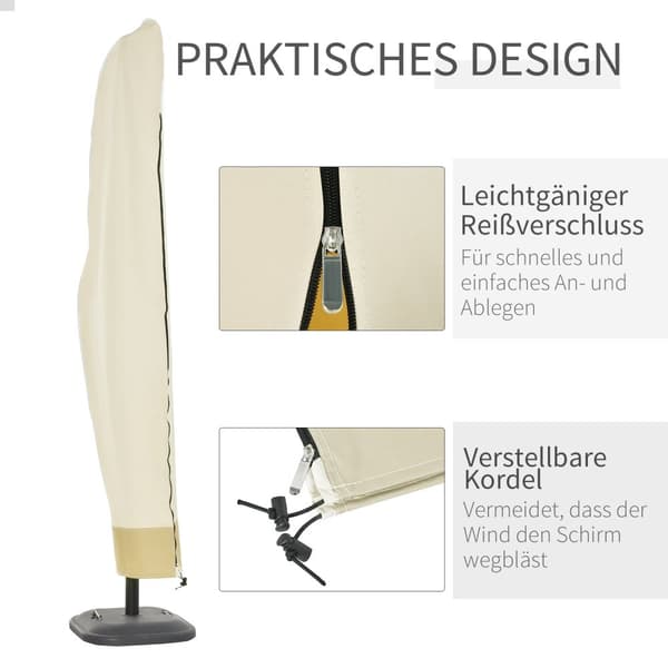 Suojapäällinen uloke sateenvarjon sateenvarjon päällinen vetoketjulla, Oxford, beige, 56x220cm