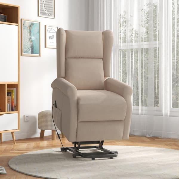 TV-fåtölj med ståhjälp, ergonomisk, fritt låsbar, med ligg- och elektrisk ståfunktion, 72,5 x 94 x 109 cm, kräm