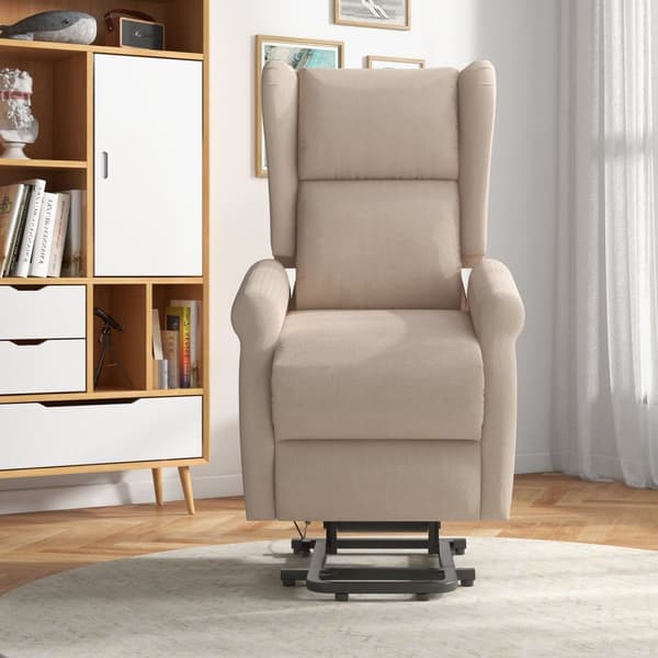 TV-fåtölj med ståhjälp, ergonomisk, fritt låsbar, med ligg- och elektrisk ståfunktion, 72,5 x 94 x 109 cm, kräm