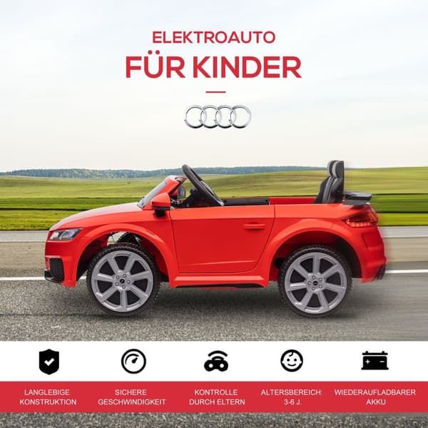 Lasten sähköauto kaukosäätimellä, MP3, 3-6 vuotta, PP, punainen, 102x60x44 cm