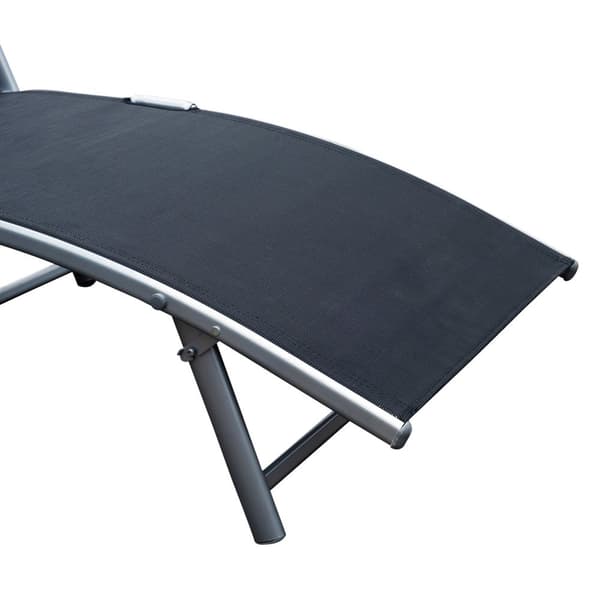 Solseng sammenleggbar strandseng hageseng med pute, metall + stoff, svart, 137x63,5x100,5cm