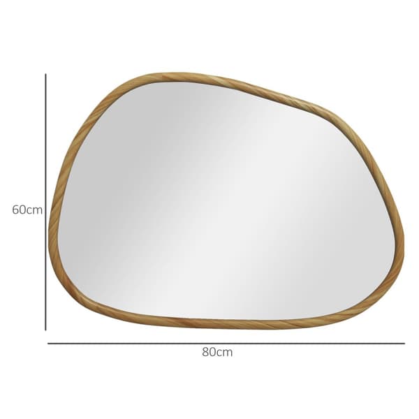 Väggspegel Asymmetrisk 80X60Cm Badrumsspegel Träram Antioxiderad Dekorativt Badrum Vardagsrum Hall Sovrum Naturligt
