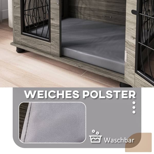 Hundebur Hundehuspute Låsbar Inngangsdør Hundekennel Netting Opptil 20 Kg Grå 80X56X63Cm
