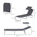 Miniatyrbilde 4 av 10: Solseng sammenleggbar hage solseng fluktstol strandseng med solbeskyttelse grå 187 x 58 x 36 cm
