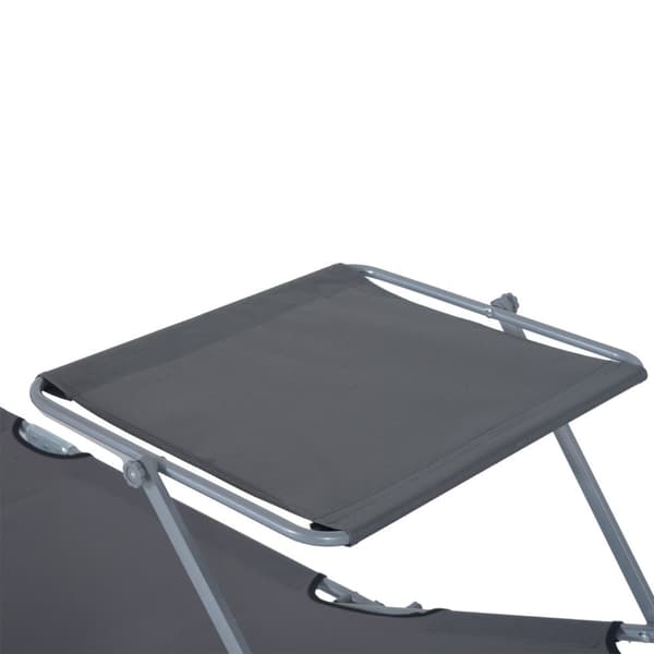 Solseng sammenleggbar hage solseng fluktstol strandseng med solbeskyttelse grå 187 x 58 x 36 cm