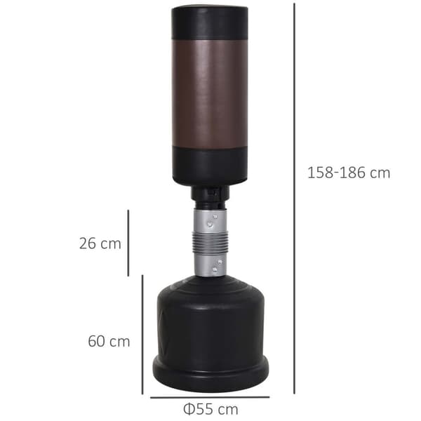 Stående boxningssäck boxningsdocka boxning dummy träning boxningspartner boxningssäck box 158-186 cm höjdjusterbar NYHET svart + brun