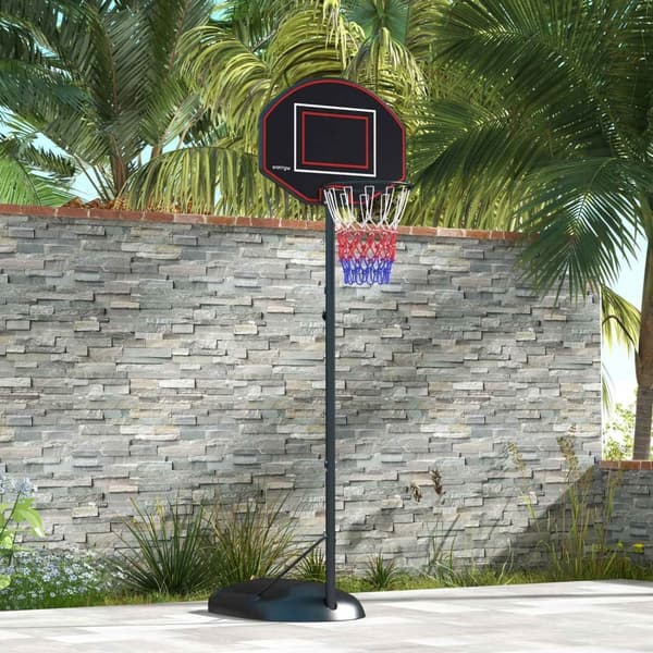 Basketball Hoop Stand 221-282Cm Højde Justerbar Splintfri Bagvæg Hjul Basketball System Voksne Stål Sort