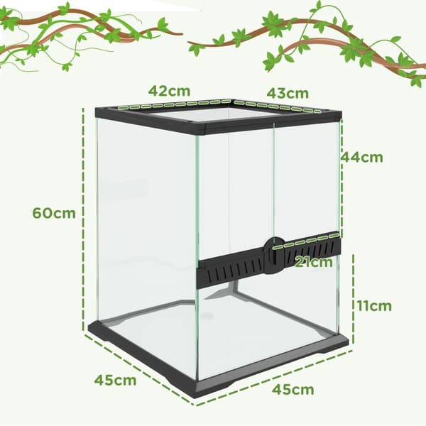 Terrarium Matelijoiden Syöttölaatikko Anti-Escape Tuuletus 120L Lasi Terraario Kaapelinhallinta Sammakkoeläin Spider Metal Musta 45X45X60Cm