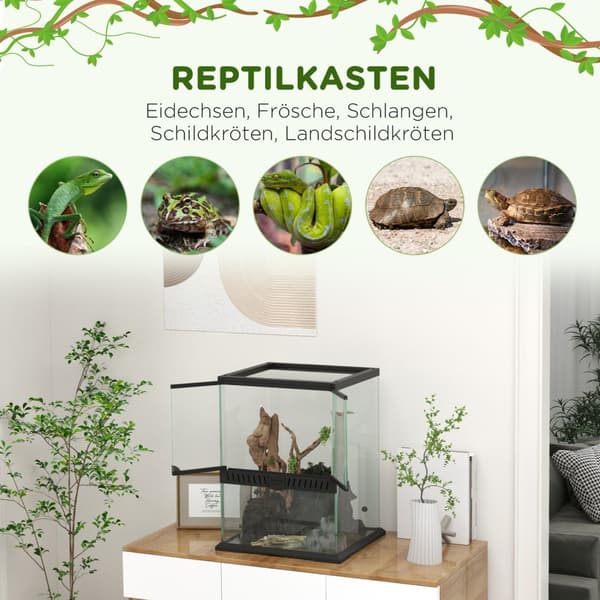Terrarium Matelijoiden Syöttölaatikko Anti-Escape Tuuletus 120L Lasi Terraario Kaapelinhallinta Sammakkoeläin Spider Metal Musta 45X45X60Cm