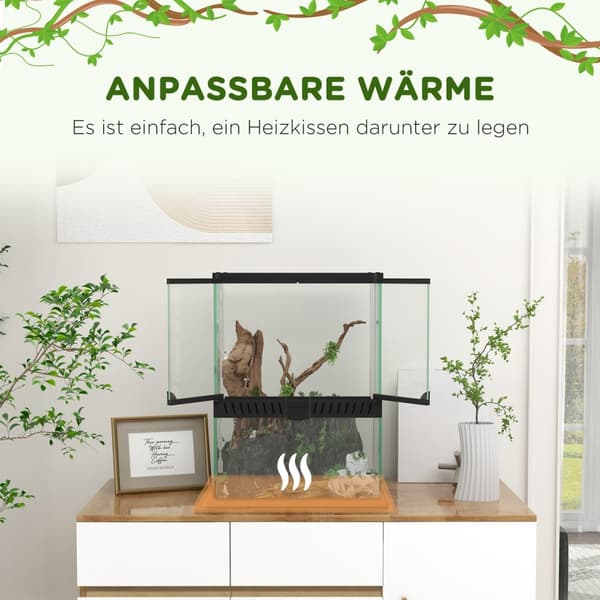 Terrarium Matelijoiden Syöttölaatikko Anti-Escape Tuuletus 120L Lasi Terraario Kaapelinhallinta Sammakkoeläin Spider Metal Musta 45X45X60Cm