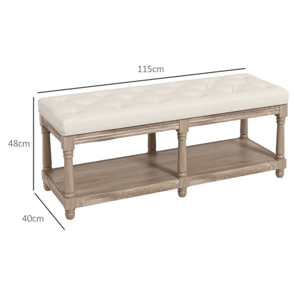 Skobenk Sete Skostativ Oppbevaringsplass Polstret Linlook Treben Stue Gangkrem 115X40X48Cm