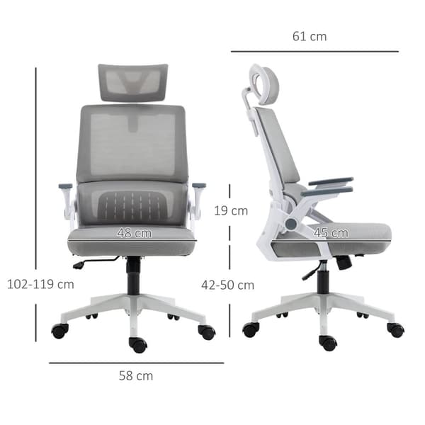 Kontorstol Ergonomisk Skrivebordsstol Justerbar Nakkestøtte Armlæn Højdejusterbar Drejestol Vippefunktion Lændestøttenet