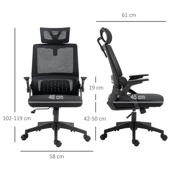 Kontorstol Ergonomisk Skrivebordsstol Justerbar Nakkestøtte Armlæn Højdejusterbar Computerstol Drejestol Vippefunktion